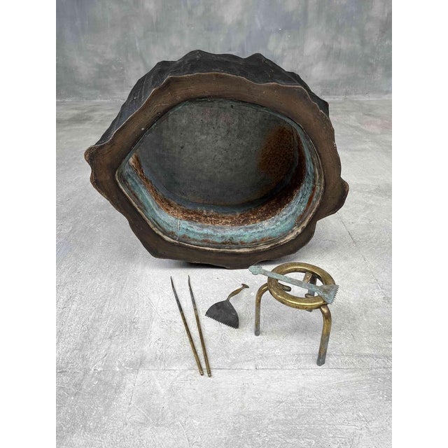 Japanese Hibachi in Copper and Wood, Set of 6 For Sale - Image 16 of 18