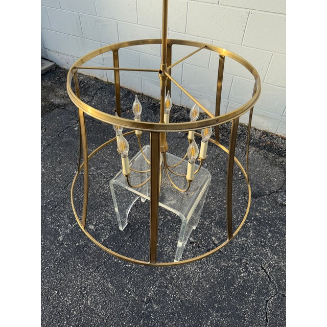 Thomas O’Brien for Visual Comfort Open-Frame Antique Brass 8-Light Chandelier For Sale - Image 9 of 11