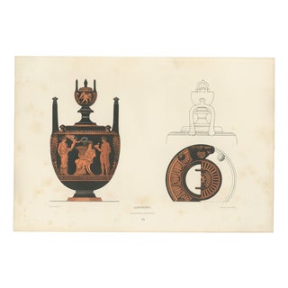 Albert Genick, Greek Lidded Amphora with Classical Figures, 1883, Lithgraph For Sale