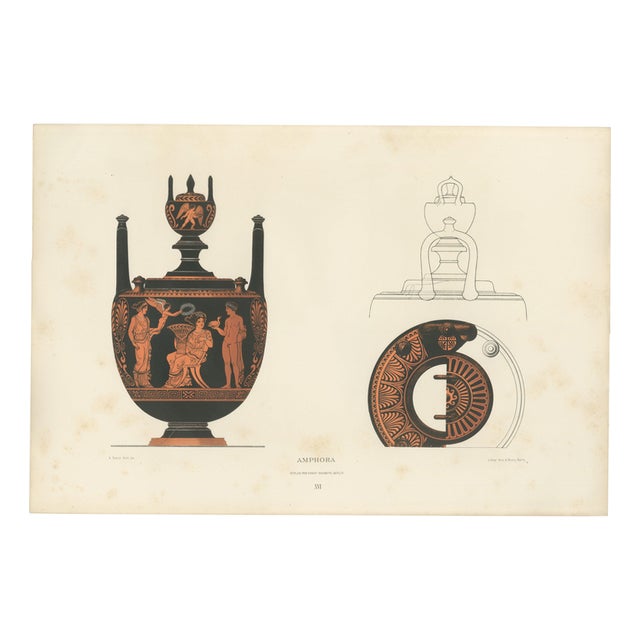 Albert Genick, Greek Lidded Amphora with Classical Figures, 1883, Lithgraph For Sale