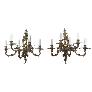 French 19th Century Gilded Bronze Wall Sconces For Sale