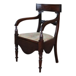 Antique Early 19th C. English Regency Mahogany Commode Arm Chair For Sale