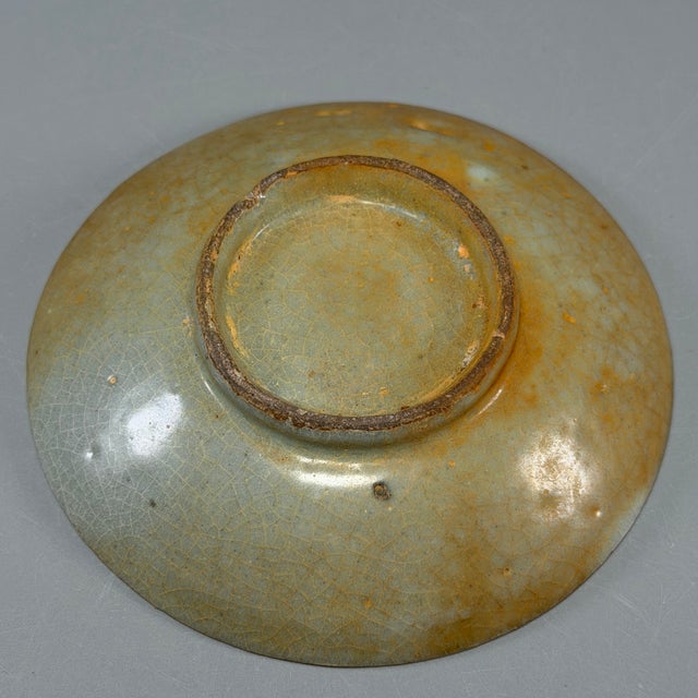 16th Century Antique Chinese Crackle Glaze Shallow Plate, Collectible Ceramic For Sale - Image 5 of 5