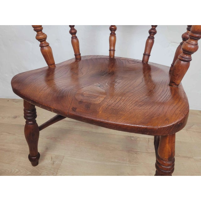 Brown Victorian Country Farmhouse Ash and Elm Smoker's Bow Armchair, 1900s For Sale - Image 8 of 18