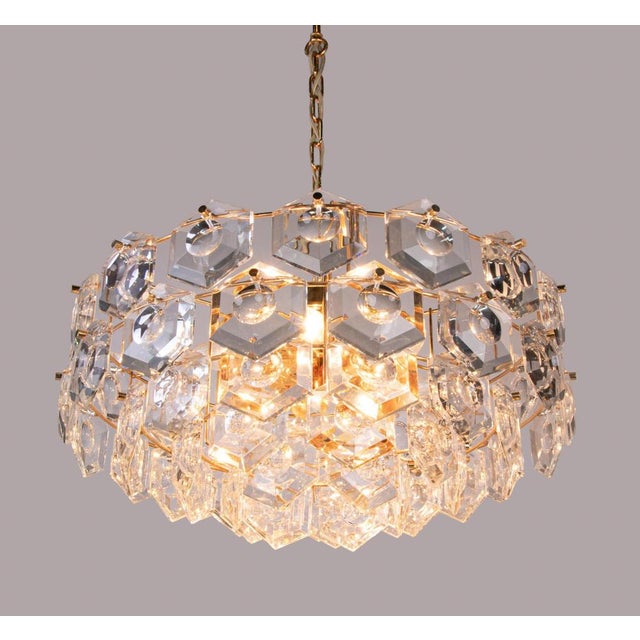 Gold-Plated Kinkeldey Chandelier in Crystal & Brass, Germany, 1960s For Sale - Image 4 of 14