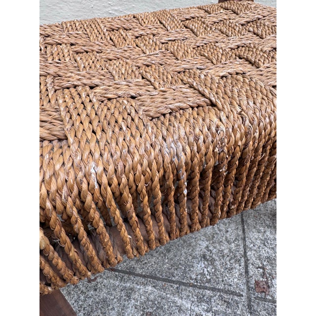 Brown French Mid-Century Rope Footstool, Audoux-Minet Style — C. 1950s–60s For Sale - Image 8 of 10