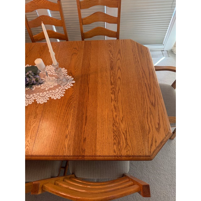 1990s Cherrico Solid Oak Expandable Dining Set With 10 Chairs For Sale In San Diego - Image 6 of 12
