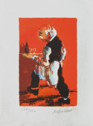 2000 "Le Garçon De Café" Lithograph by Urbain Huchet