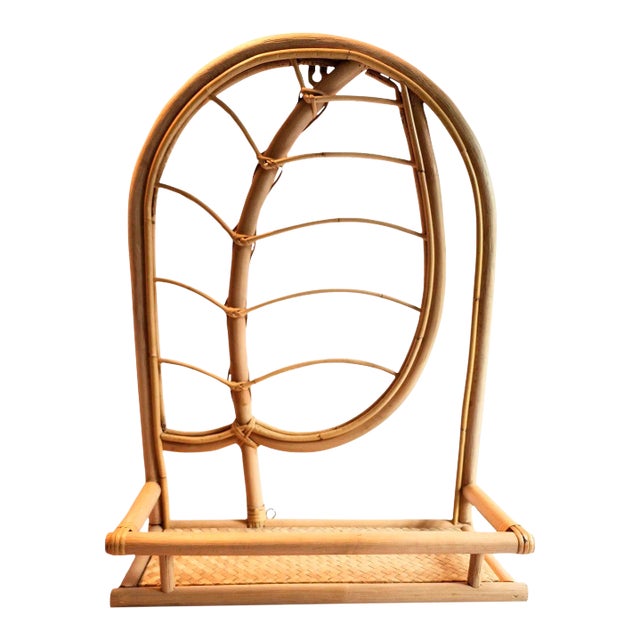 Natural Pencil Reed Rattan Palm Leaf Shelf For Sale