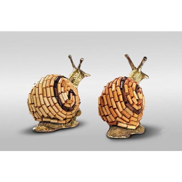 1970s Snail Sculpture Pair 1970s Signed Tarzia Firenze Italy For Sale - Image 5 of 13