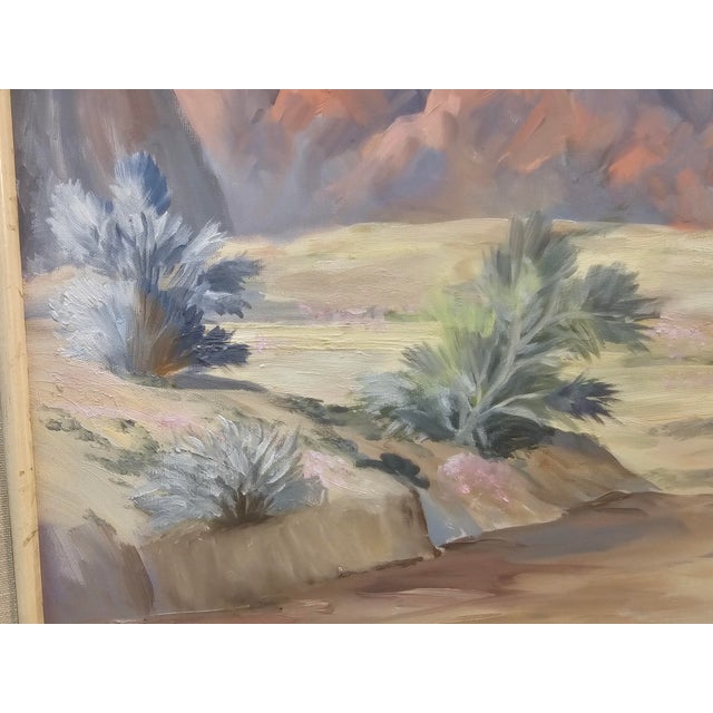 A serene Southwestern desert landscape rendered in oil, capturing the timeless beauty of arid terrain beneath a luminous...
