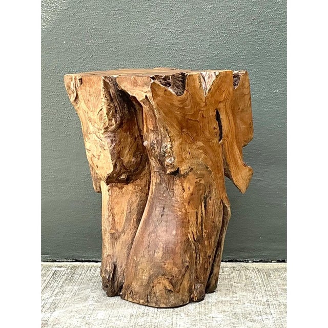 Vintage Natural Wood Stump Table For Sale - Image 4 of 12