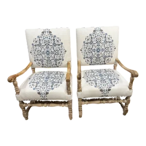 18th Century Bleached Open Arm Chairs - Set of 2