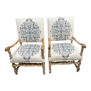 18th Century Bleached Pine Open Arm Chairs - Set of 2 For Sale