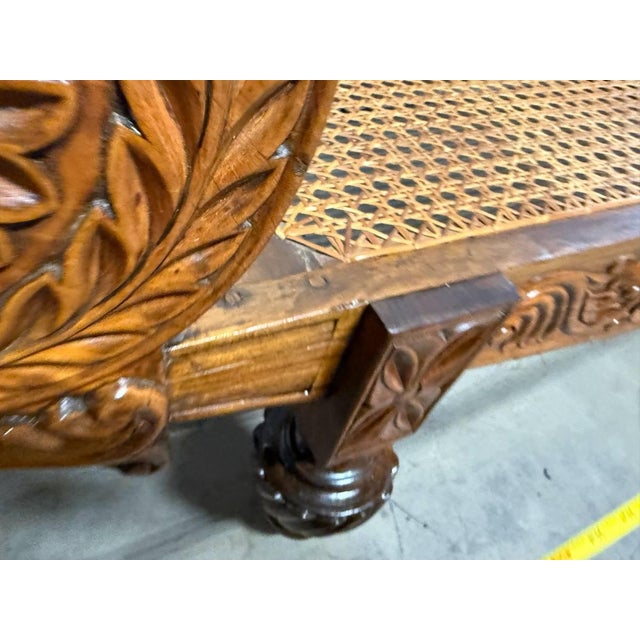Vintage British Colonial West Indies Cedrela and Caned Settee Sofa For Sale - Image 15 of 17