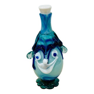 Vintage Murano Glass ‘Picasso Clown’ Face Decanter For Sale