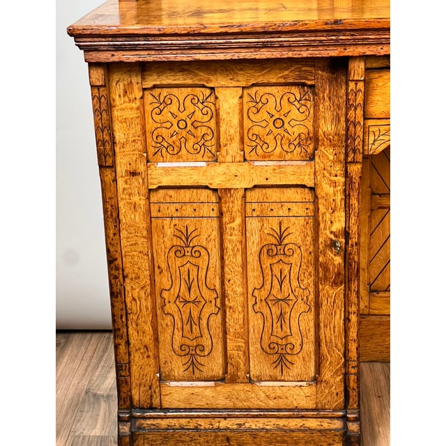 Antique Victorian Aesthetic Movement Oak Desk in Original Finish C. Late 19th Century For Sale - Image 14 of 14