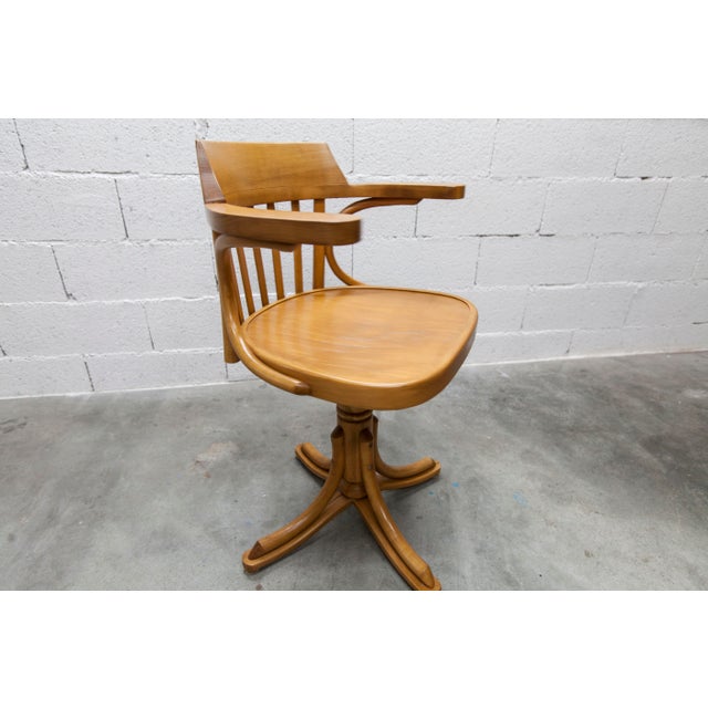 Scandinavian Swivel Office Chair in Bentwood from Thonet, 1960s For Sale - Image 8 of 18