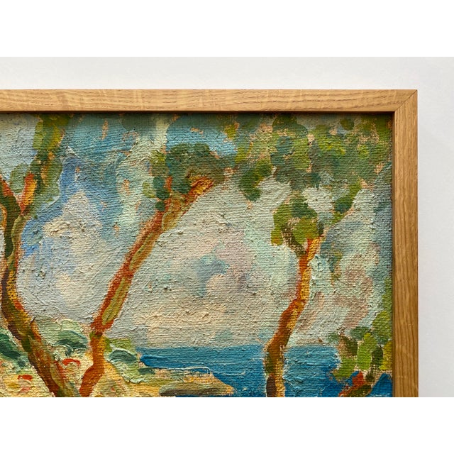 Vintage Mid Twentieth Century Postimpressionist " Stupiste, Komiza " Framed Original Adriatic Seascape Impasto Oil Painting For Sale - Image 11 of 18