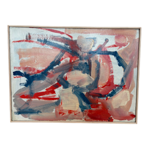 Vintage Midcentury Modern Abstract Expressionist Oil on Canvas Painting, Label From the Little Gallery, 1960s