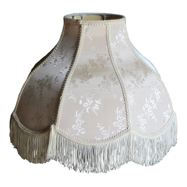 1970s Large Off White Fringe Lampshade For Sale
