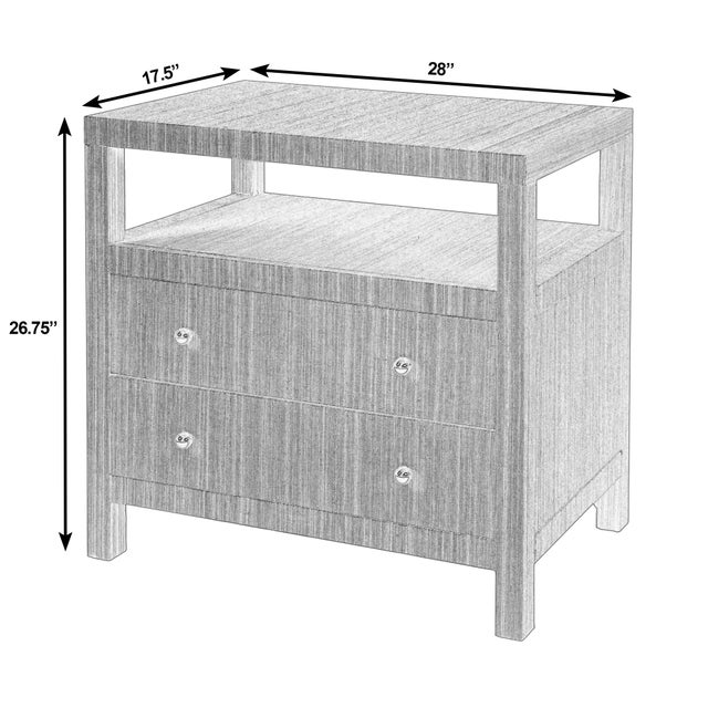 Spritely Home Accent Furniture Nora 28 in. W Raffia 2 Drawer Nightstand with Top Open Shelf, Blueberry For Sale - Image 4 of 11
