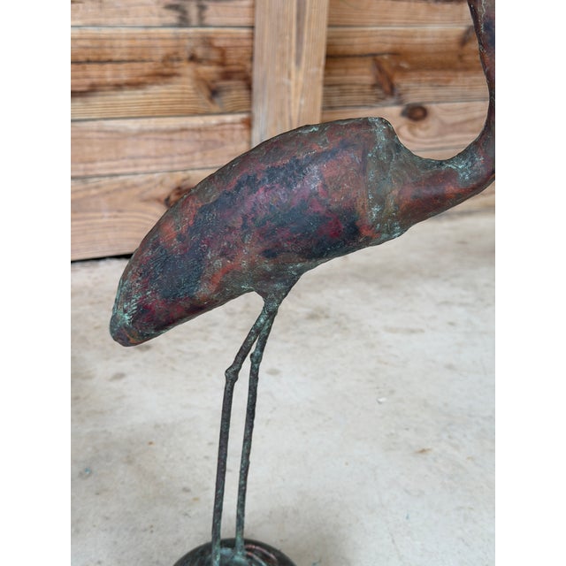 Metal Vintage Handcrafted Copper Heron Sculpture With Verdigris Patina For Sale - Image 7 of 11