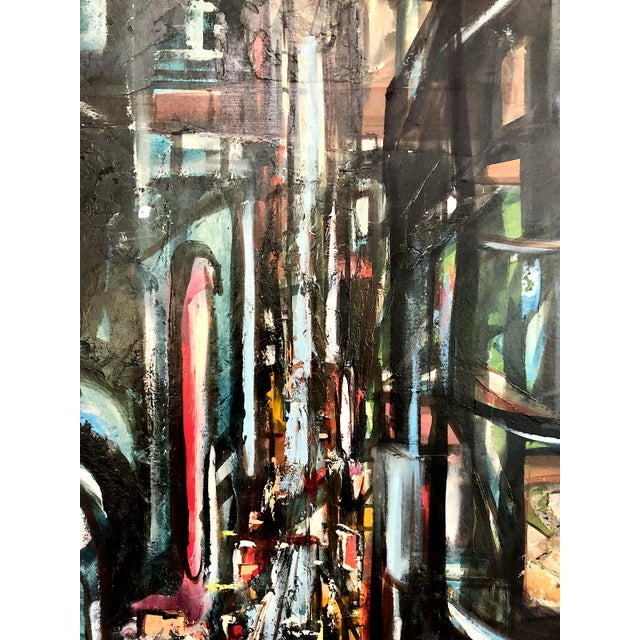 Onyx Abstract Expressionist Impasto Painting of Nighttime San Francisco For Sale - Image 8 of 10