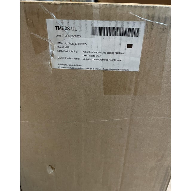 1990s New Santa & Cole TMD Table Lamp by Miguel Milá - Satin Nickel & Linen-Open Box For Sale - Image 10 of 11