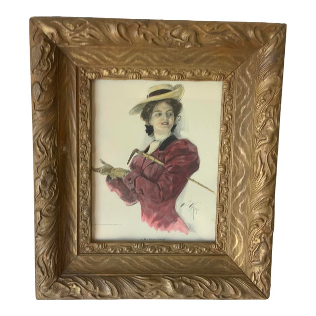 1900s Signed Harrison Fisher Lithograph Titled “A Blue Ribbon Winner” For Sale