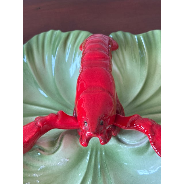 1950s Majolica Style Lobster Serving Dish For Sale - Image 4 of 7