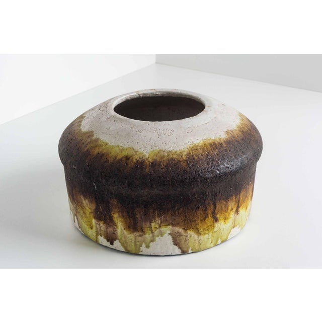 Raymor Fantoni for Raymor Vase With Graduated Color Drip Glaze Design For Sale - Image 4 of 9