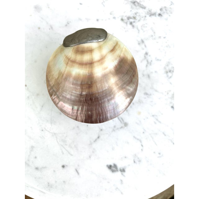 Metal Hand Crafted Seeded Glass and Shell Box For Sale - Image 7 of 11