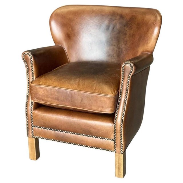 Vintage Brazilian Leather Armchair with Antique Brass Studs For Sale - Image 17 of 17