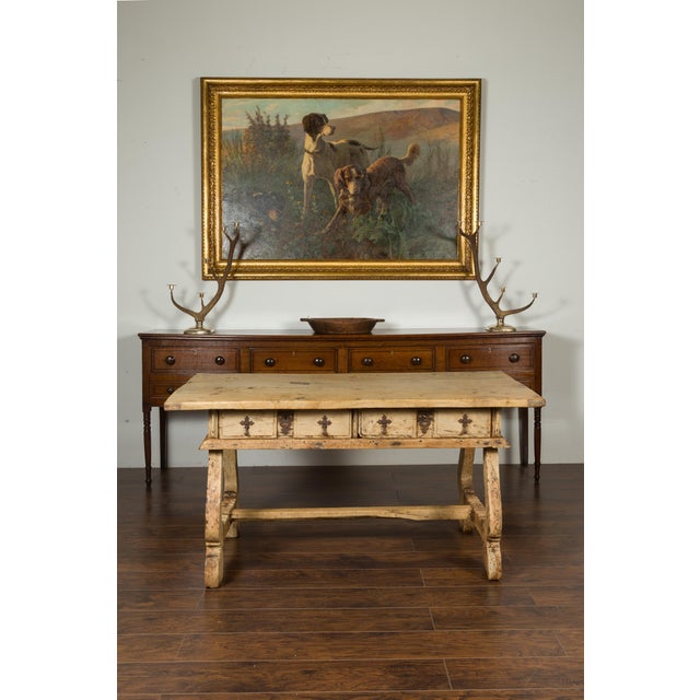 Spanish Baroque Style Bleached Walnut Trestle Base Farm Table, circa 1820 For Sale In Atlanta - Image 6 of 12