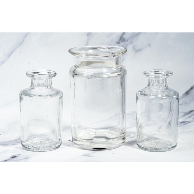 Impressive 3 Piece Antique Crystal Sterling Silver Bottle Jar Vanity Dresser Set For Sale - Image 10 of 17