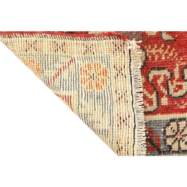 Mid 20th Century Mid 20th Century Vintage Small Turkish Oushak Rug For Sale - Image 5 of 7