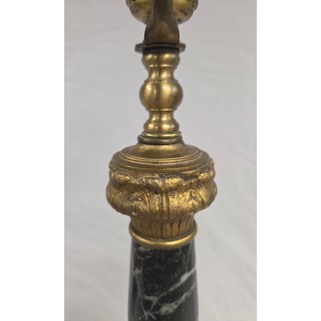 Vintage French Empire Neoclassical Style Marble and Gilt Bronze Table Lamps - a Pair For Sale - Image 4 of 14