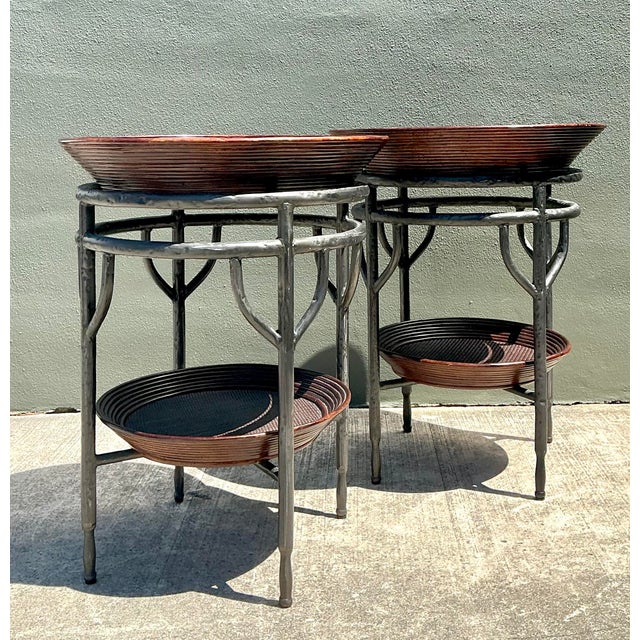 Vintage Pencil Reed Bowl Side Tables - A Pair For Sale In West Palm - Image 6 of 12