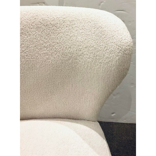 Wood Modern Soft White Boucle Dining Chairs Set of 4 For Sale - Image 7 of 7