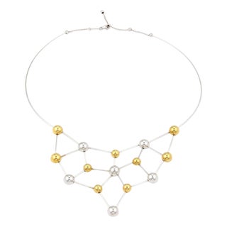 Mid 20th Century Chimento 18k Two Tone Fine Polished Chocker Bead Necklace w/Cert For Sale