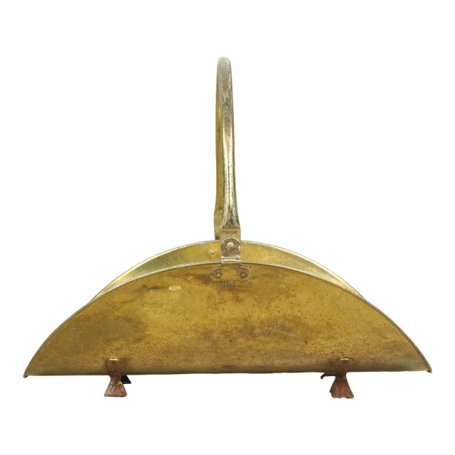 Vintage Brass Plated Steel Firewood Log Holder For Sale