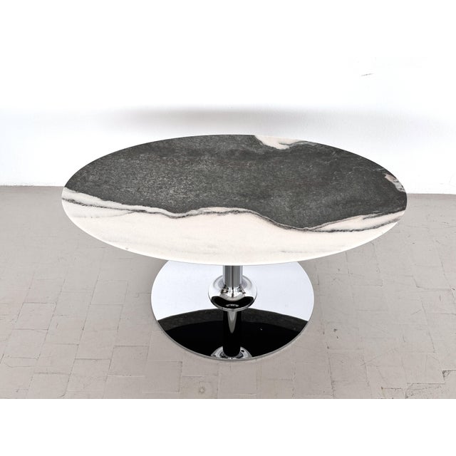 Gray Italian Marble and Chrome Coffee Table, 1980s For Sale - Image 8 of 13