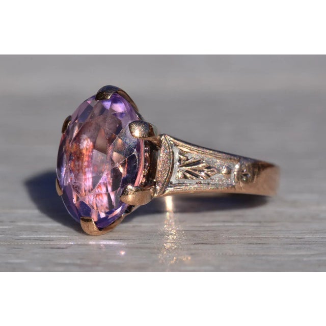 The Bickville: Ladies Victorian Rose Gold Cocktail Ring Set With Amethyst For Sale - Image 4 of 10