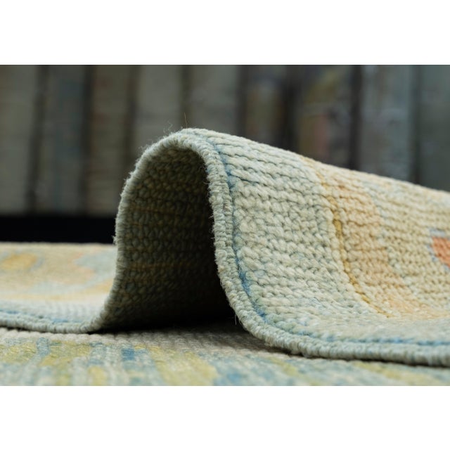 Blue Turkish Oushak Runner Rug 5'1" x 15'9" #18024 For Sale - Image 8 of 8