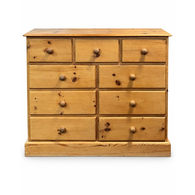 Vintage Pine Nine Drawer Chest of Drawers, 1950s For Sale - Image 10 of 10