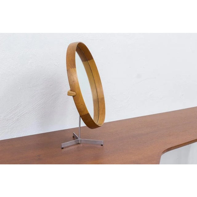 Large table mirror designed by Uno &amp; Östen Kristiansson. Produced by Swedish company Luxus during the 1950s. Frame...