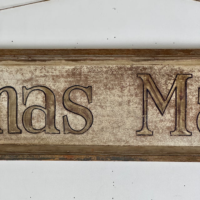 Magical Early 20th Century Vintage "Thomas Market" Advertising Sign With Wood Frame For Sale - Image 4 of 16