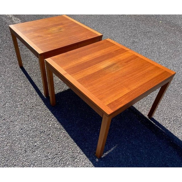 Vejle Stole & Møbelfabrik 1970s Solid Teak Danish Modern End Tables by Vejle Stole Mobelfabrik - a Pair For Sale - Image 4 of 7