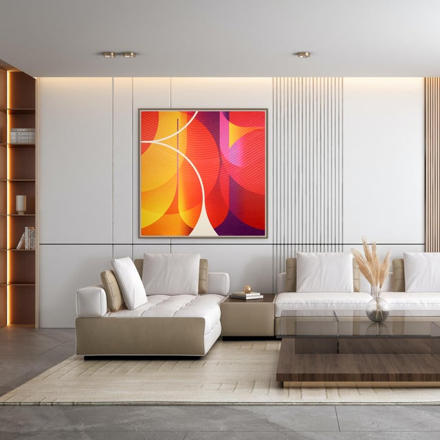 Abstract Contemporary Abstract Matte Gel Applied on Fine Art Digital Printed Canvas "Safran Vermeil Evêque # Beurek Beurek" by Jerome Tham Vo My For Sale - Image 3 of 4